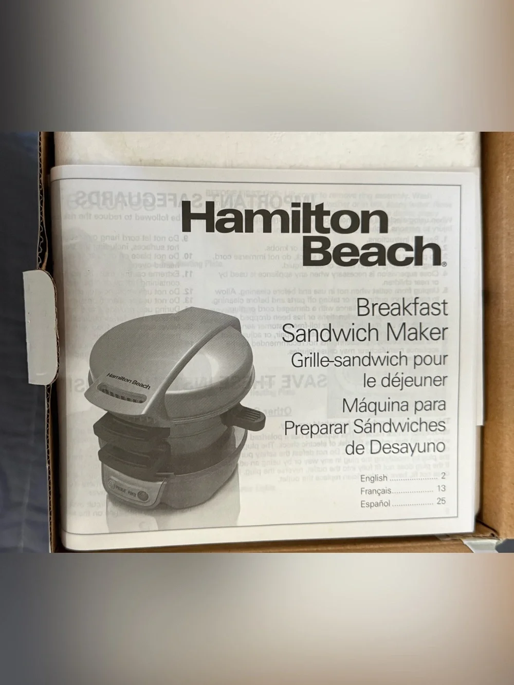 Hamilton Beach Silver and Black Breakfast Sandwich Maker